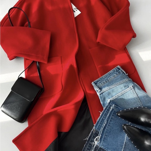 Zara Red Long Coat - Picture 14 of 14